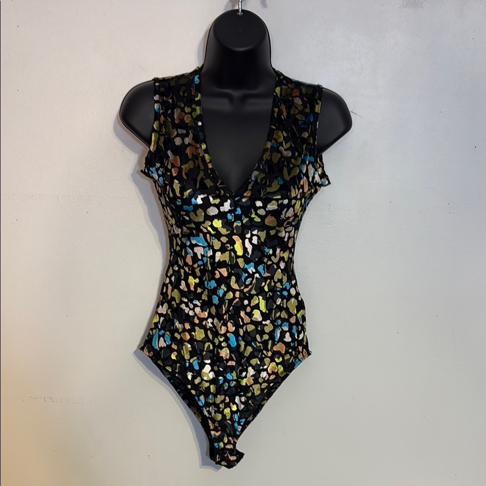 Ted Baker Velvet multicolour burnout Print Bodysuit NWT